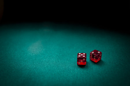 Two dice counting seven on a card table