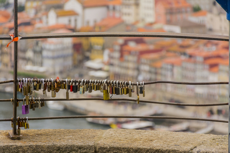 Padlocks on the fenceの写真素材