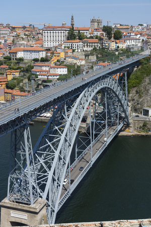 Luiz I bridge and Porto at backgroundの写真素材