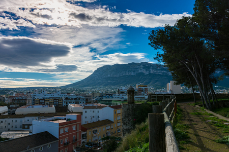 Denia and Montgo mountain from the castleの写真素材