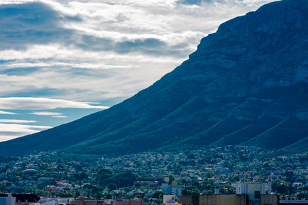 Residential houses and Montgo mountainの写真素材
