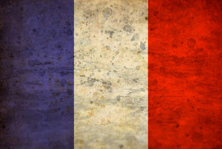 Dark France flag design with textured and stained rustic effectの写真素材
