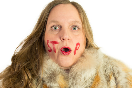 woman and fur coatの写真素材