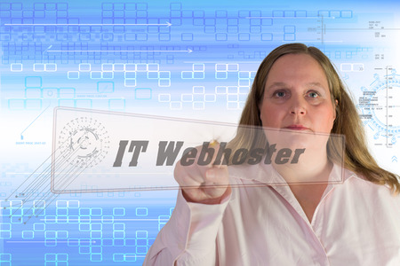 Woman with IT Web hoster signの写真素材