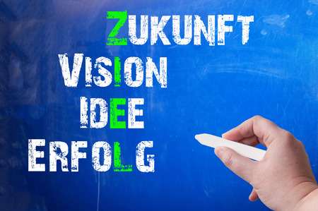 Chalkboard with a concept for target, vision, ideas and successの写真素材