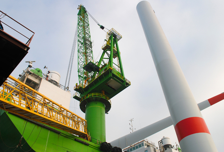 Wind farm offshore energy constructionの写真素材