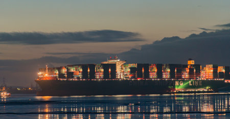 container ship run agroundonのeditorial素材