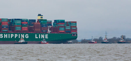 container ship run agroundonのeditorial素材