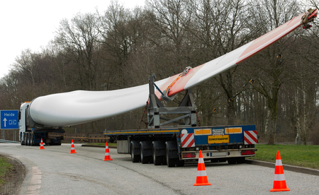 heavy transport wind turbine transportationの写真素材