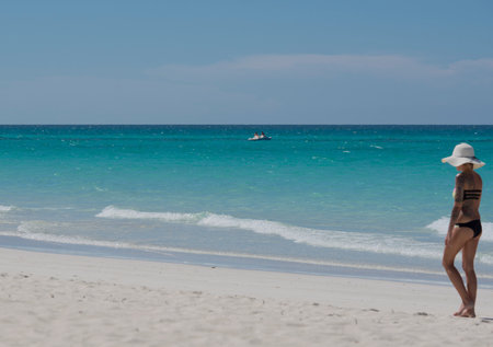Woman on the beach of Varadero in Cubaのeditorial素材