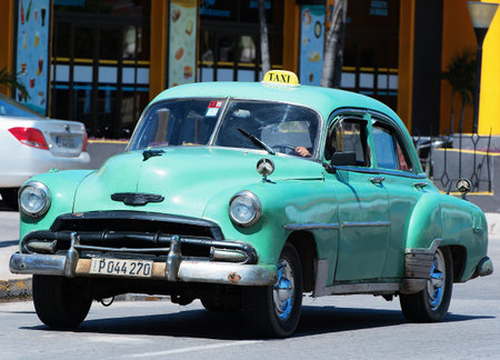 American Classic car on street in Havana Cubaのeditorial素材