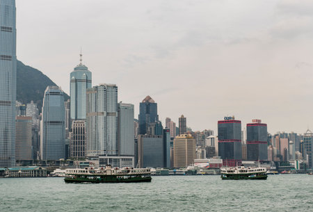 Hong Kong skyline and Victoria Harborのeditorial素材