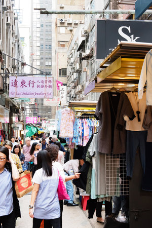 Hong Kong downtown in the rainy season with smog cloudのeditorial素材