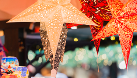 wind lights Stars sales on the Christmas fairの写真素材