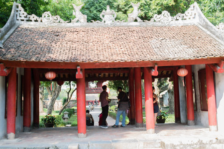 Temple of Literature, the van Mieu, in the center of Hanoaiのeditorial素材