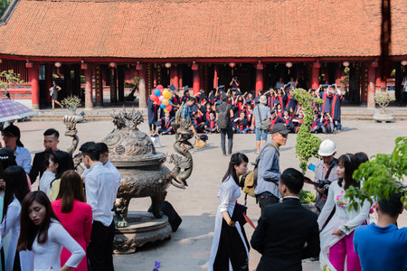 Vietnamese students have passed her exam degreeのeditorial素材