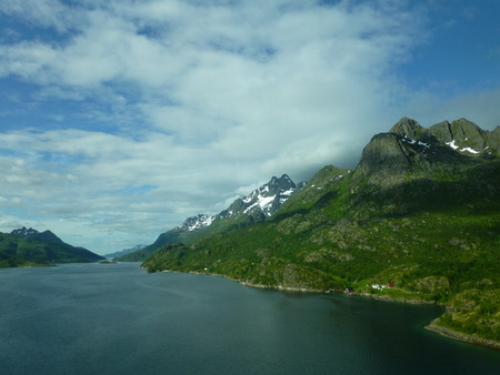 Landscape and rivers in Norway at Nordcapの写真素材
