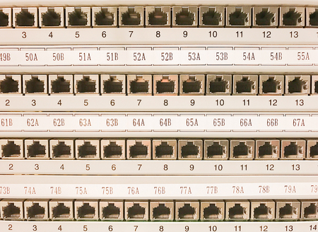 Network switch connections for network cableの写真素材