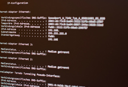 IP addresses Displays from the computer on a monitorの写真素材