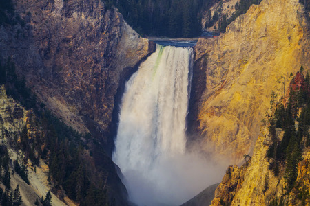 Waterfall from the Yellowstone River at Yellowstone National Parkの写真素材