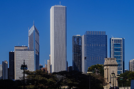 Chicago skyline and big office buildingsの写真素材