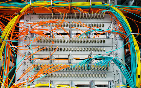 Fiber optic light waveguide on a switch in the data center