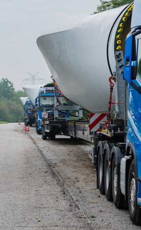 Wind energy, heavy transport of rotor bladesの写真素材