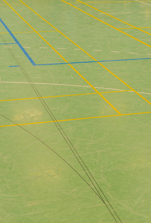 Hall floor in a high school with several linesの写真素材