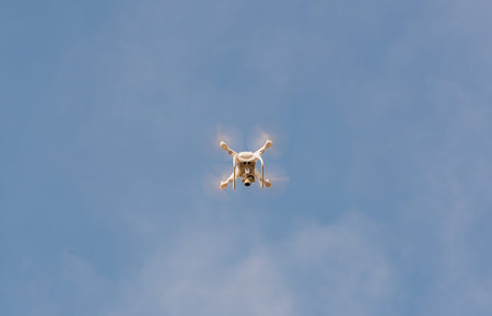 Drone is controlled and fly in the air