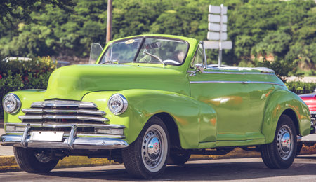 HDR Photo American Classic car on street in Havana Cubaのeditorial素材