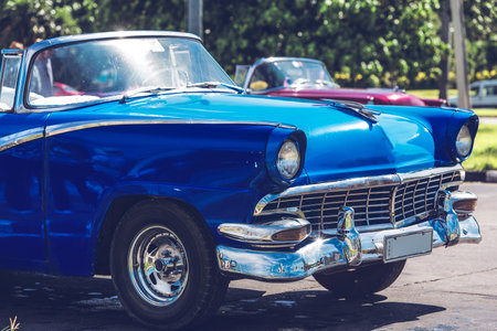 HDR Photo American Classic car on street in Havana Cubaのeditorial素材