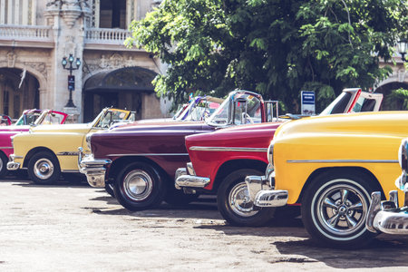 HDR Photo American Classic car on street in Havana Cubaのeditorial素材