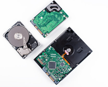 SAS Hard disk read and write head in the macro shot