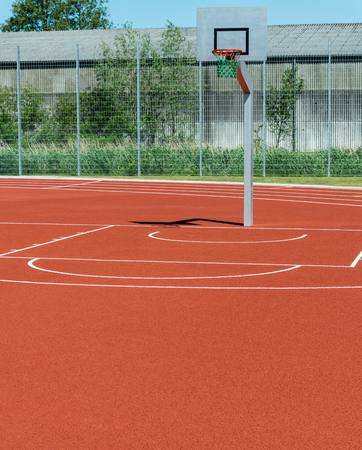 Basketball field with various linesの写真素材