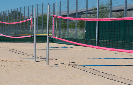 Beach volleyball field in detail viewの写真素材
