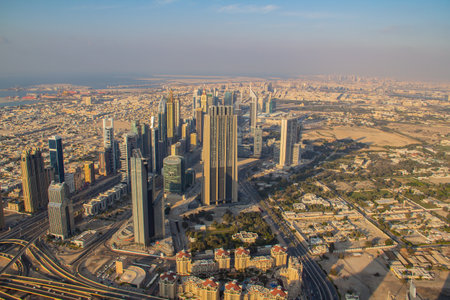 Dubai skyline as aerial viewのeditorial素材