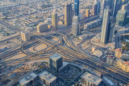 Dubai skyline as aerial viewのeditorial素材