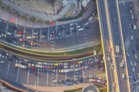 Dubai skyline as aerial viewのeditorial素材