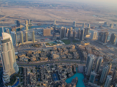 Dubai skyline as aerial viewのeditorial素材
