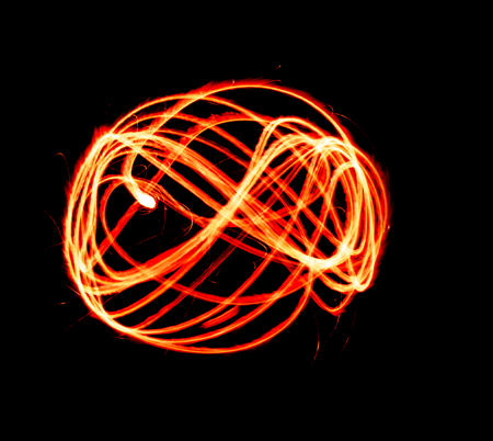 Design of a light painting during a long exposureの写真素材