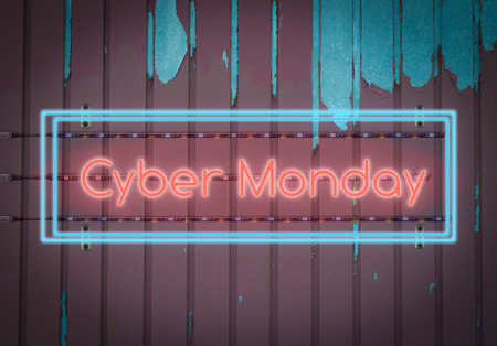 Neon light at the gate with the word Cyber Mondayの写真素材