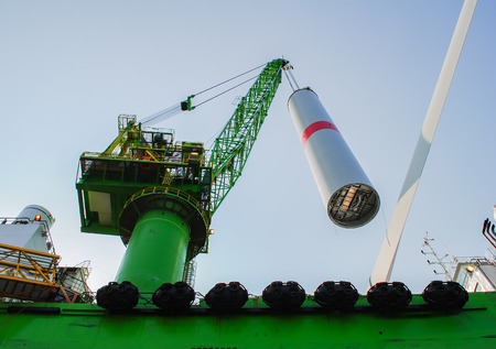 Wind energy company is building a wind farm in Belgiumの写真素材