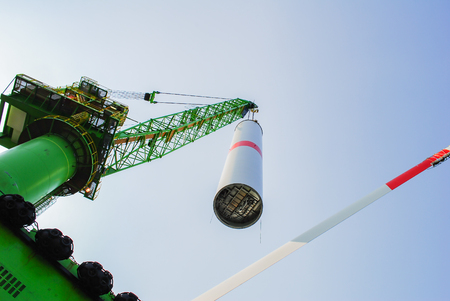 Wind energy company is building a wind farm in Belgiumの写真素材