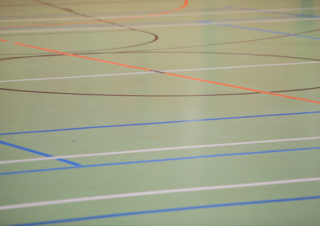 Handball hall floor in a gymの写真素材