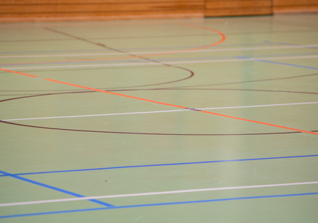 Handball hall floor in a gymの写真素材