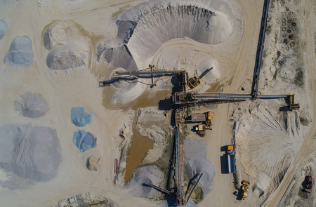 Gravel quarrying in a gravel pit during a drone flightの素材 [FY310122392834]