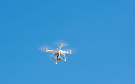 Drone flows in the countryside and over fields