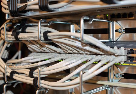 Network cable to a network switch for a cloud environmentの写真素材