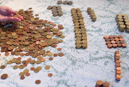 Various Euro coins Currency, Finance photographed as background