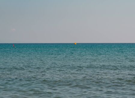 Mediterranean sea and volcano at Horizon in the south of the island of Kos Greeceの写真素材